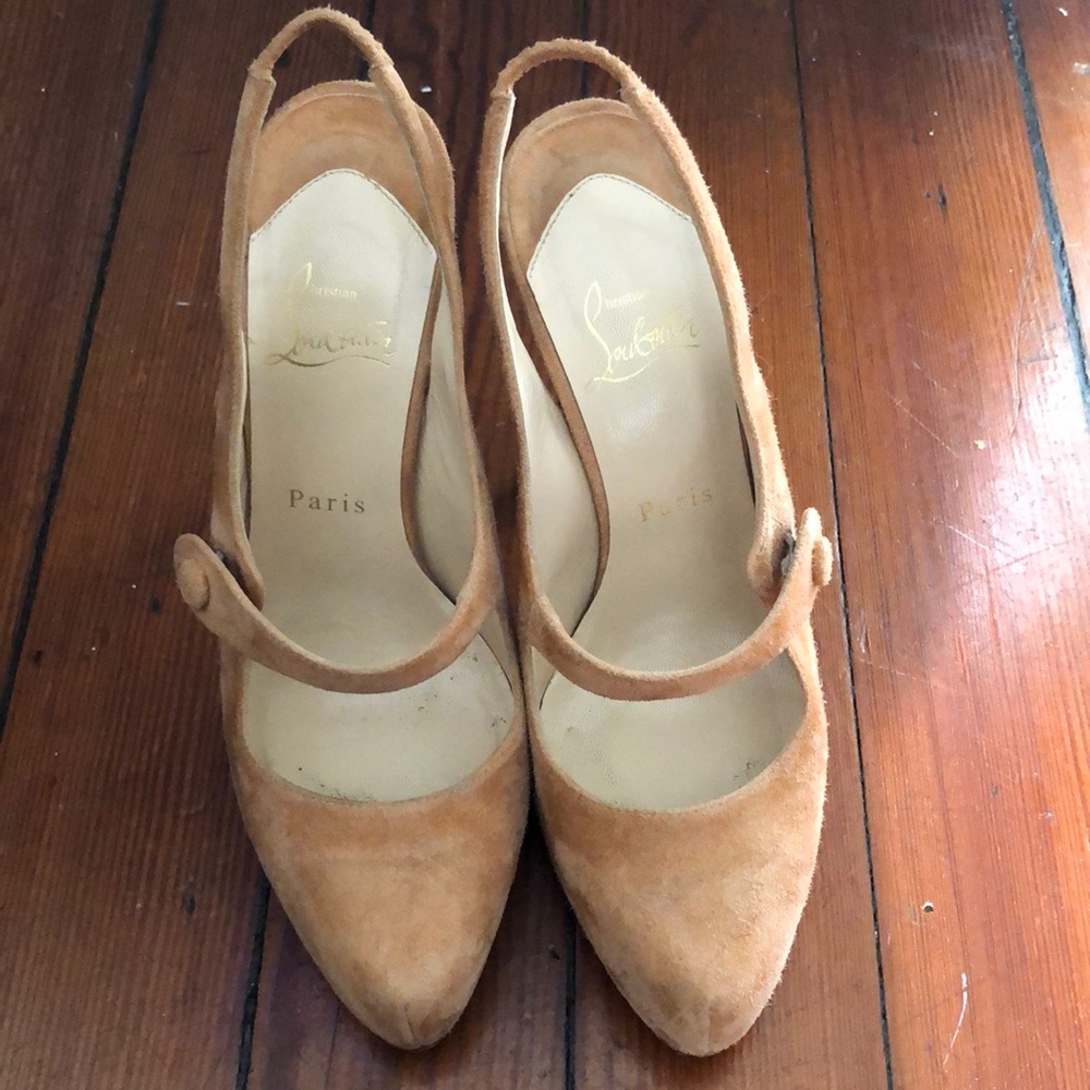 Christian Louboutin suede sling back Mary Janes